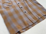 50s vintage Duke Of Hollywood ShadowPlaid Loop Shirt M Beige&Gray