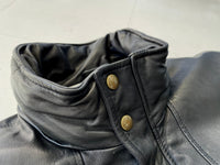 80s Eddie Bauer Leather Puffer Jacket L Black