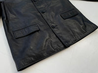 90s RalphLauren Leather CarCoat L Black