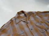 50s vintage Duke Of Hollywood ShadowPlaid Loop Shirt M Beige&Gray