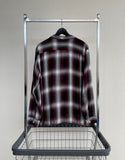 50s Vintage TOWNCRAFT Rayon ShadowPlaid Loop Shirt L Black&Burgundy