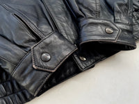 80s Burberrys Leather Jacket Black