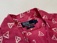 90s Vintage Polo RalphLauren 100% Rayon Triangle OpenCollarShirt M Pink
