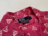 90s Vintage Polo RalphLauren 100% Rayon Triangle OpenCollarShirt M Pink