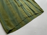 50s Vintage Sportsman Rayon ShadowPlaid Striped Shirt L Khaki&Green