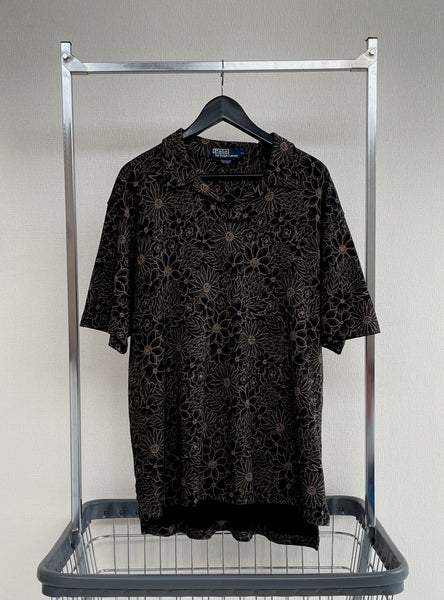 90s Vintage Polo RalphLauren BlackFlower Polo shirt XL Black