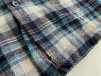 70s Vintage Pendleton Wool Plaid Shirt Blue&Ivory XL