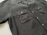 90s Vintage RalphLauren ELLIS 100%Linen OpenCollar Shirt L Black