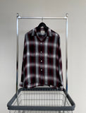 50s Vintage TOWNCRAFT Rayon ShadowPlaid Loop Shirt L Black&Burgundy