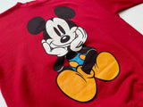 90s Vintage MickeyMouse BluePants Sweater L Red
