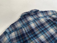 70s Vintage Pendleton Wool Plaid Shirt Blue&Ivory XL