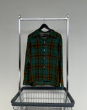 50s Vintage TOPSALL Rayon ShadowPlaid Shirt M Green
