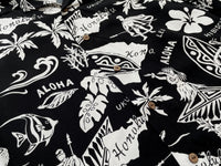 90s Vintage Polo RalphLauren “Black Hawaiian”Rayon Opencollar Shirt S Black