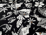 90s Vintage Polo RalphLauren “Black Hawaiian”Rayon Opencollar Shirt S Black