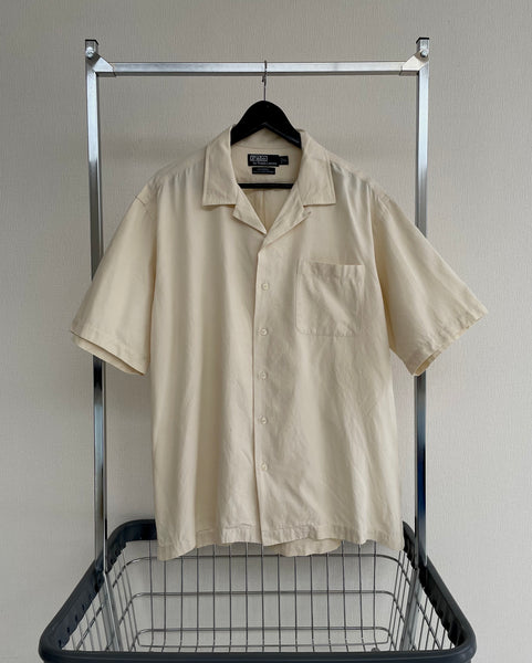 90s Vintage RalphLauren CALDWELL OpenCollar Shirt XL Ivory