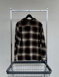 60s Vintage golden isle Shadow Plaid Wool L/S Shirt M Brown