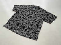 90s Vintage RalphLauren “Big Leaf” Rayon OpenCollar Shirt XL Black&White