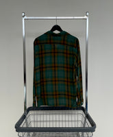 50s Vintage TOPSALL Rayon ShadowPlaid Shirt M Green