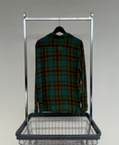 50s Vintage TOPSALL Rayon ShadowPlaid Shirt M Green
