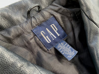 90s Vintage GAP Leather CarCoat M Black