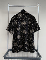 90s Vintage Polo RalphLauren CLAYTON Flower&Leaf 100%Linen Shirt L Black