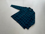 70s PENDLETON ShadowPlaid Wool Shirt L Blue