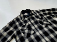 60s Vintage GoldenLine ShadowPlaid Wool L/S Shirt L Black&White