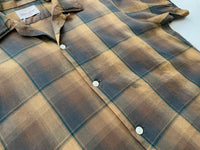 60s Vintage ARROW ShadowPlaid S/S Shirt M Brown