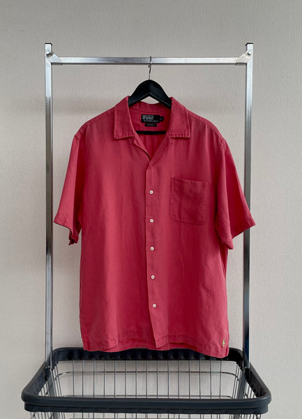 90s Vintage Polo RalphLauren CALDWELL OpenCollar Shirt L SalmonPink