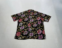 90s Polo RalphLauren CLAYTON Colorful Flowers Loop Shirt XL Black