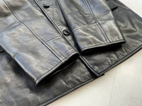 90s RalphLauren Leather CarCoat L Black