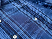 90s Vintage Polo RalphLauren Plaid Work Shirt L Blue