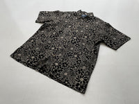 90s Vintage RalphLauren “Black Flower”Linen Shirt XL Black