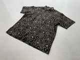90s Vintage RalphLauren “Black Flower”Linen Shirt XL Black