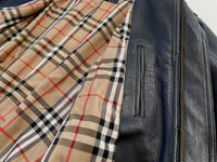 80s Burberry Leather Jacket L Black