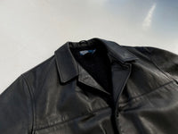 90s Polo RalphLauren Leather CarCoat M Black