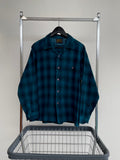 70s PENDLETON ShadowPlaid Wool Shirt L Blue