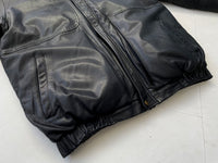 80s Eddie Bauer Leather Puffer Jacket L Black