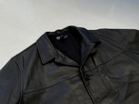90s RalphLauren Leather CarCoat L Black