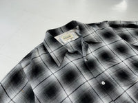 50s Vintage Deadstock ARROW Rayon ShadowPlaid Shirt XL Black&White