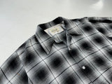 50s Vintage Deadstock ARROW Rayon ShadowPlaid Shirt XL Black&White